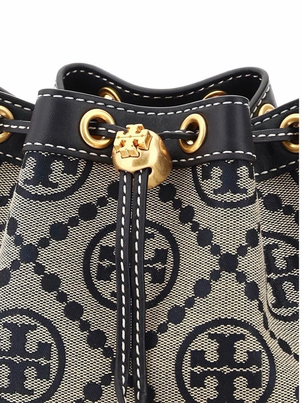 NWOT Tory Burch Dust Bag/Box Included Jacquard Drawstring Bucket Bag - Picture 4 of 5